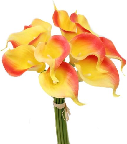 Angel Isabella Real Touch Calla Lily Artificial Flowers — Perfect for a Wedding, Prom, Christmas or Home Decor — Great as a Boutonniere, Corsage or Centerpiece - 10 Stems, Burgundy in Kuwait