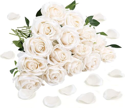 16 PCS Roses Artificial Flowers - Fake Silk Emerald Green Rose in Bulk with Long Stems for DIY Home Table Centerpieces, Wedding Flower Bridesmaid Bouquets in Saudi Arabia