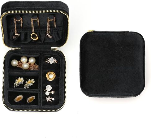 TAIMY Velvet Travel Jewelry Box with Mirror Unisex Portable Jewelry Organizer for Rings Earrings Necklaces Compact Gift Ready Velvet Case for Women and Men (Avocado Green/No Mirror) in Saudi Arabia