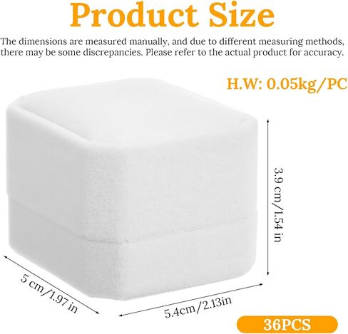 36 Pcs Velvet Ring Boxes Bulk for Jewelry Display, 2.17x1.97x1.57 Inch Wedding Engagement Ring Box Jewelry Case Gift Box for Proposal Anniversary Birthday (White) in Saudi Arabia
