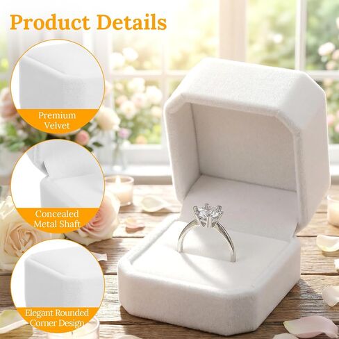 36 Pcs Velvet Ring Boxes Bulk for Jewelry Display, 2.17x1.97x1.57 Inch Wedding Engagement Ring Box Jewelry Case Gift Box for Proposal Anniversary Birthday (White) in Saudi Arabia