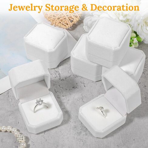 36 Pcs Velvet Ring Boxes Bulk for Jewelry Display, 2.17x1.97x1.57 Inch Wedding Engagement Ring Box Jewelry Case Gift Box for Proposal Anniversary Birthday (White) in Saudi Arabia