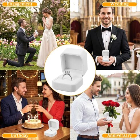 36 Pcs Velvet Ring Boxes Bulk for Jewelry Display, 2.17x1.97x1.57 Inch Wedding Engagement Ring Box Jewelry Case Gift Box for Proposal Anniversary Birthday (White) in Saudi Arabia