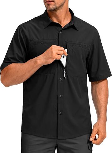 Men's Fishing Shirts with Zipper Pockets UPF 50+ Lightweight Cool Short Sleeve Button Down Shirts for Men Casual Hiking in Saudi Arabia