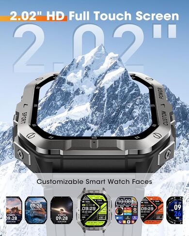 Smart Watches for Men (Answer/Make Calls), 2.02'' Military Smart Watch Built-in GPS with Sleep Monitor/Heart Rate/100+ Sport Modes, Waterproof Smartwatch Fitness Tracker for Android and iPhone Black in Saudi Arabia