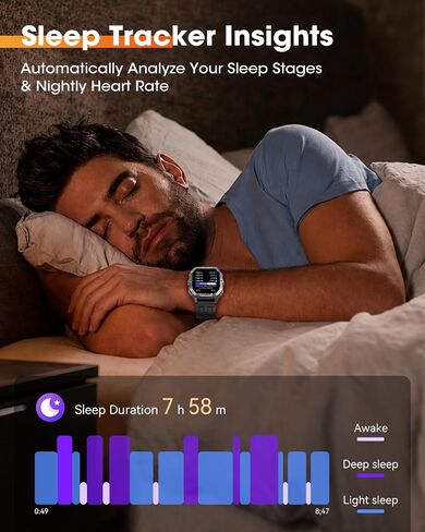 Smart Watches for Men (Answer/Make Calls), 2.02'' Military Smart Watch Built-in GPS with Sleep Monitor/Heart Rate/100+ Sport Modes, Waterproof Smartwatch Fitness Tracker for Android and iPhone Black in Saudi Arabia
