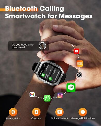 Smart Watches for Men (Answer/Make Calls), 2.02'' Military Smart Watch Built-in GPS with Sleep Monitor/Heart Rate/100+ Sport Modes, Waterproof Smartwatch Fitness Tracker for Android and iPhone Black in Saudi Arabia