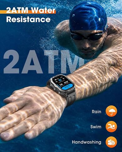 Smart Watches for Men (Answer/Make Calls), 2.02'' Military Smart Watch Built-in GPS with Sleep Monitor/Heart Rate/100+ Sport Modes, Waterproof Smartwatch Fitness Tracker for Android and iPhone Black in Saudi Arabia
