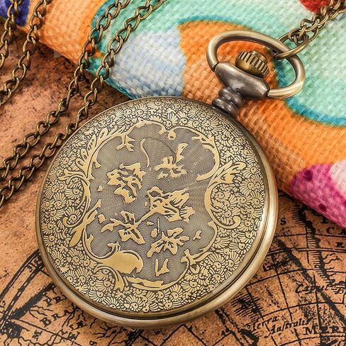 American -Theme Statue of Liberty, Eagle, Native Americans Pocket Watch with 3D 250th Anniversary Handmade Bronze in Saudi Arabia