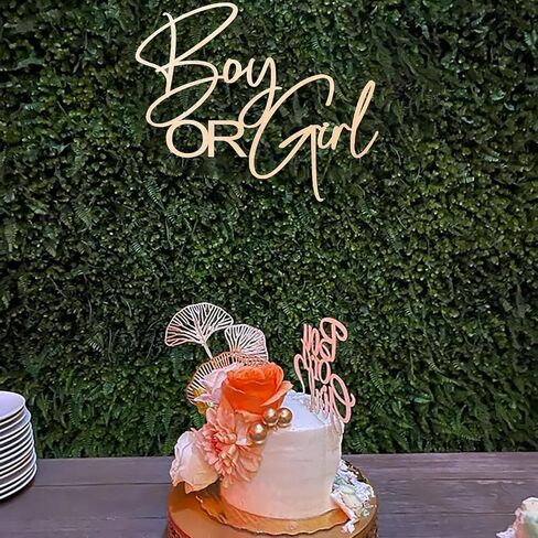 Boy or Girl Sign for Backdrop, Wooden Baby Shower Sign Decoration for Gender Reveal Sign, 13 x 17 inches, Photography Backdrop Party Supplies in Saudi Arabia