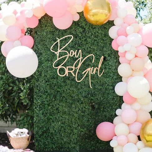 Boy or Girl Sign for Backdrop, Wooden Baby Shower Sign Decoration for Gender Reveal Sign, 13 x 17 inches, Photography Backdrop Party Supplies in Saudi Arabia