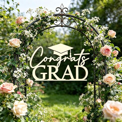 Wooden Congrats Grad Sign for Balloon Arch Backdrop-Graduation Decor with Graduation Cap for Grad Party-Class of 2026 Graduation Party Decoration in Saudi Arabia