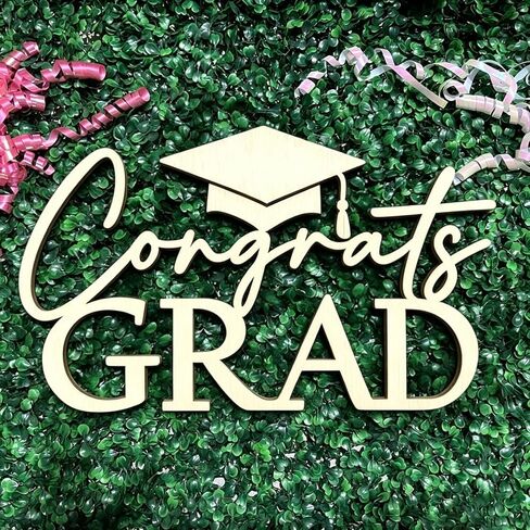Wooden Congrats Grad Sign for Balloon Arch Backdrop-Graduation Decor with Graduation Cap for Grad Party-Class of 2026 Graduation Party Decoration in Saudi Arabia