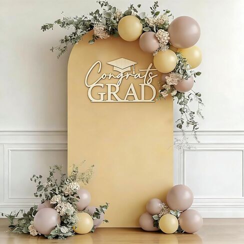 Wooden Congrats Grad Sign for Balloon Arch Backdrop-Graduation Decor with Graduation Cap for Grad Party-Class of 2026 Graduation Party Decoration in Saudi Arabia