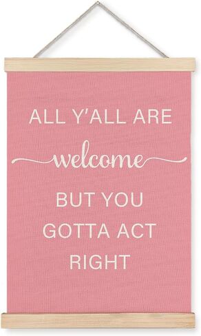 JINYO Pink Western Wall Decor, Preppy Western Cowgirl Wall Art Poster, Cowgirl Room Decor, All Y'all are Welcome But You Gotta Act Right Pink Posters for Girls Dorm Apartment, 12x16 Inches in Saudi Arabia