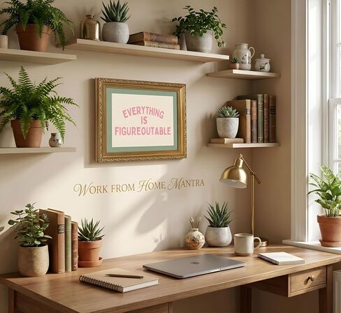 Gold Frame Everything Is Figureoutable Inspirational Quote Canvas Wall Art Positive Affirmation Wall Decor Picture Pink Typography Sage Green Poster Print for Office Living Room Bedroom Home Decoration in Saudi Arabia