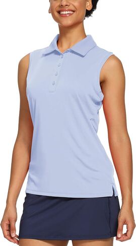 CQC Women's Golf Tennis Sleeveless Polo Shirts Quick Dry Athletic Tank Tops UPF 50+ Light Blue XL in Saudi Arabia