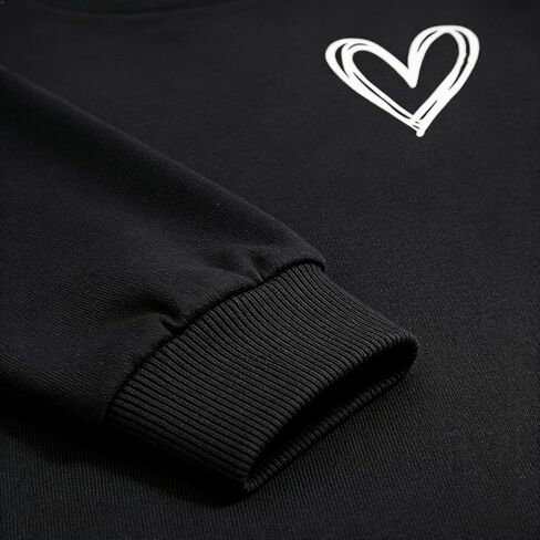 Womens Pullover Top Graphic Crew Neck Long Sleeve Heart Print Loose Fit Cozy for Daily Wear Lounging Valentine Gift in Kuwait