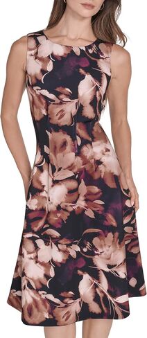 Halston Women's A Line Round Neck Knee Length Dress in Kuwait