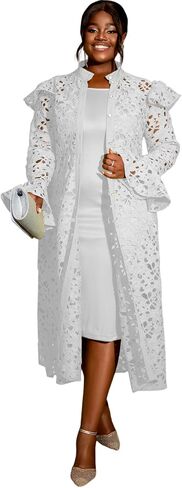 AOMEI Two Piece Dress Sets for Women Slip Shift Midi Dress with Eyelet Lace Button Down Cardigan Cocktail Party Outfits in Kuwait