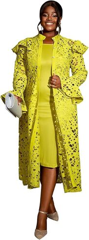 AOMEI Two Piece Dress Sets for Women Slip Shift Midi Dress with Eyelet Lace Button Down Cardigan Cocktail Party Outfits in Kuwait
