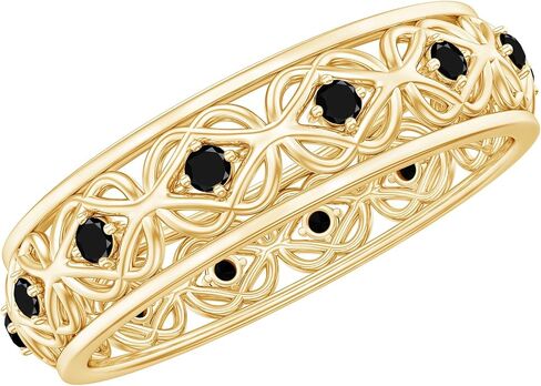 Natural Black Spinel Celtic Eternity Ring, AAA Quality, Certified Black Spinel Wedding Band for Women (Ideal For Gift) in Saudi Arabia