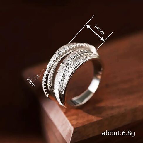 Multi-layers Cross Rings with Cubic Zirconia for Women Fashion Accessories for Engagement in Kuwait