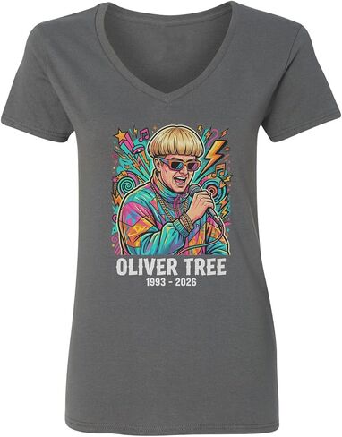 Oliver RIP Memorial Singer Tree Tribute Ladies' V-Neck Tshirt in Saudi Arabia