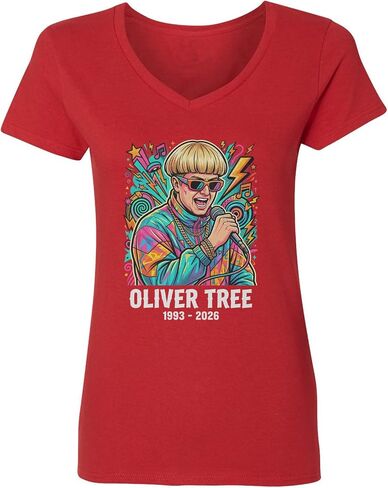 Oliver RIP Memorial Singer Tree Tribute Ladies' V-Neck Tshirt in Saudi Arabia