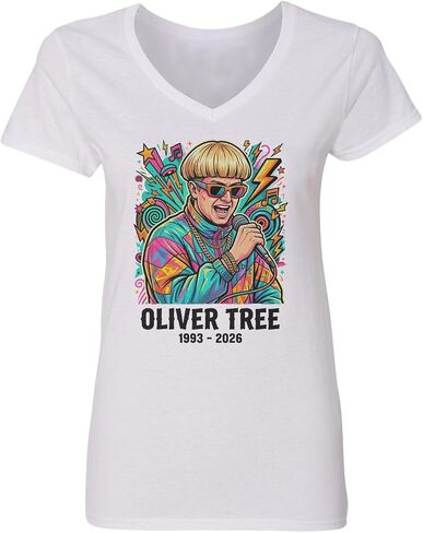 Oliver RIP Memorial Singer Tree Tribute Ladies' V-Neck Tshirt in Saudi Arabia
