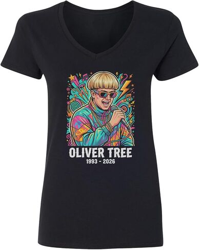 Oliver RIP Memorial Singer Tree Tribute Ladies' V-Neck Tshirt in Saudi Arabia