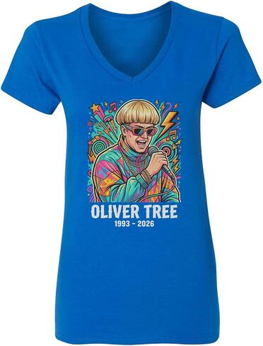 Oliver RIP Memorial Singer Tree Tribute Ladies' V-Neck Tshirt in Saudi Arabia