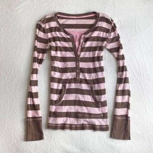 Vintage Grunge Y2k Fake Two Piece Striped Polka Dot Top Long Sleeve Shirts 2000s Fairy Core Clothes Cute Tops in Saudi Arabia