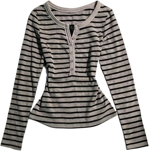 Vintage Grunge Y2k Fake Two Piece Striped Polka Dot Top Long Sleeve Shirts 2000s Fairy Core Clothes Cute Tops in Saudi Arabia