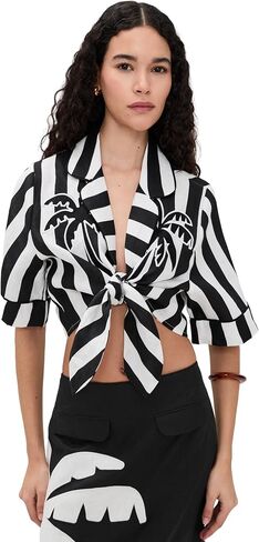 FARM Rio Women's Spring Stripe Short Sleeve Crop Top in Saudi Arabia