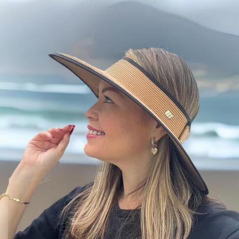 Wide Brim Visor Hat for Women | Foldable Roll-up, Bow Back Detail, Sport Visor, UPF 50+ Protection in Kuwait