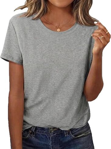 DANVOUY Women's Casual Short Sleeve T-Shirt Crewneck Basic Solid Tee Tops Summer Vacation Blouses in Saudi Arabia