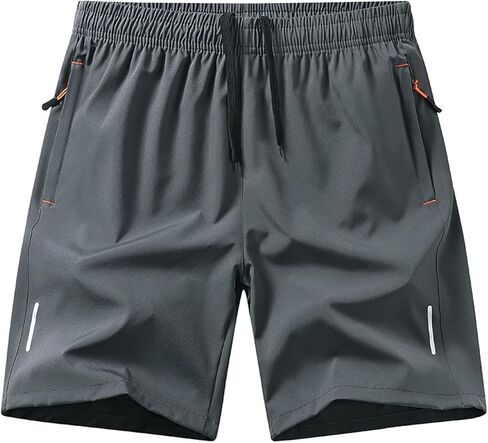 Mens Athletic Gym Shorts Lightweight Quick Dry Running Workout Basketball Shorts Sports Short with Zipper Pockets in Kuwait