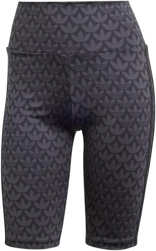 شورت نسائي من adidas Trefoil Monogram Biker قصير كاجوال - أسود in Kuwait