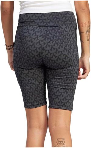شورت نسائي من adidas Trefoil Monogram Biker قصير كاجوال - أسود in Kuwait