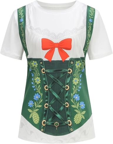 Oktoberfest T Shirt Women Short Sleeve 3D Print Festivus Shirt German Beer Festival in Saudi Arabia