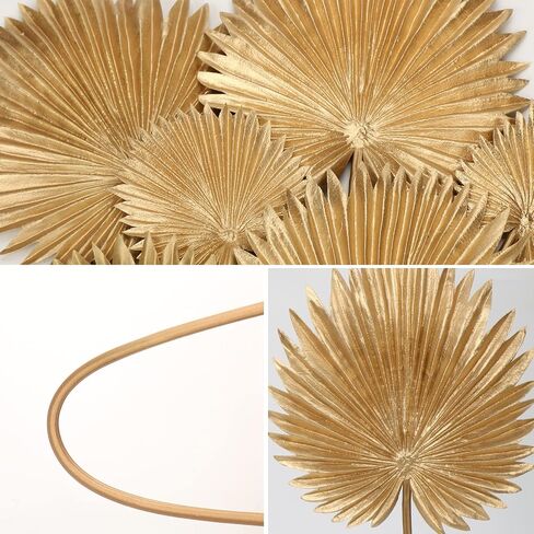 DILATATA Pu Foam Gold Artificial Palm Leaves Faux Palm Tropical Leaves Fake Palm Fronds for DIY Wedding Bouquets Fake Leaves for Centerpieces Arrangements Bridal Shower Palm Leaf for Home Decor-6Pcs in Kuwait