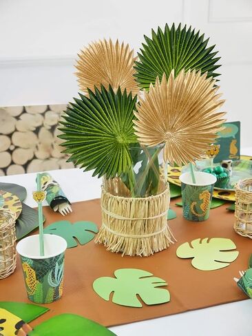 DILATATA Pu Foam Gold Artificial Palm Leaves Faux Palm Tropical Leaves Fake Palm Fronds for DIY Wedding Bouquets Fake Leaves for Centerpieces Arrangements Bridal Shower Palm Leaf for Home Decor-6Pcs in Kuwait