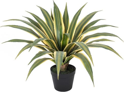 Artificial Agave Plants Outdoor, 24" Large UV Resistant Spiked Fake Agave with 24 Lifelike Leaves, Faux Succulents Plant for Home Front Porch Patio Garden Yard Indoor Decor 1Pack in Kuwait