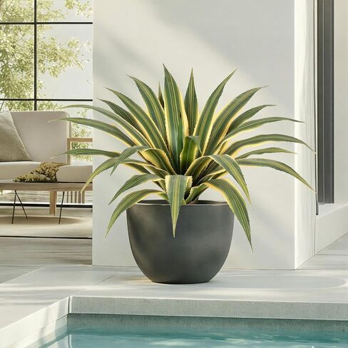 Artificial Agave Plants Outdoor, 24" Large UV Resistant Spiked Fake Agave with 24 Lifelike Leaves, Faux Succulents Plant for Home Front Porch Patio Garden Yard Indoor Decor 1Pack in Kuwait