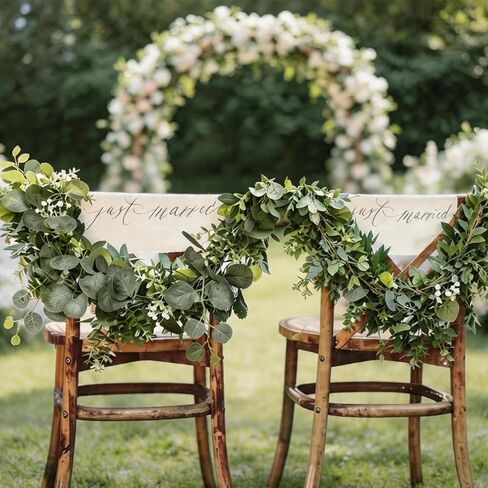 Delphinus 2 Pack Artificial Eucalyptus Garland | Fake Eucalyptus Leaves Vines, For Table Wedding Party, Indoor Outdoor Use, Arch Wall Mantle Room Decoration in Saudi Arabia