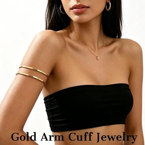 6 Pcs Gold Arm Cuff Jewelry for Women - Adjustable Upper Arm Bracelet Set - Minimalist Metal Armband Bangle - Renaissance Egyptian Accessories for Parties and Daily Wear in Kuwait