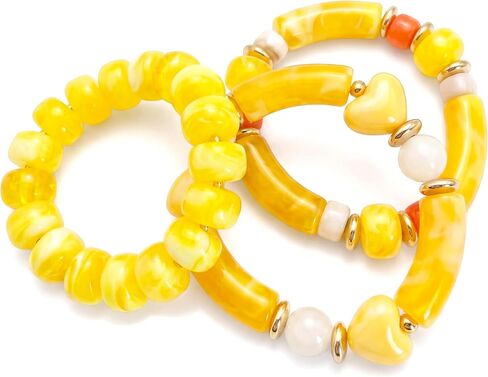 Multi Color Stretch Chunky Beaded Stackable Bracelets for Women- Layering Bead Strand Statement Wrap Bangles in Saudi Arabia