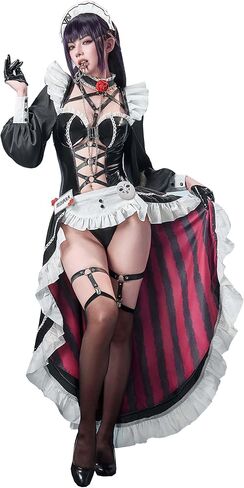 Cosplay.fm النساء النصر لعبة تأثيري حلي آلهة القهوة خادمة تأثيري حلي ارتداءها مع المئزر ورباط الشعر in Kuwait