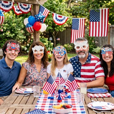 DPKOW Patriotic Coloring Glasses 4th of July Party Favors, 18Pcs Independence Day Party Paper Glasses 4th of July Accessories 250 Anniversary USA Art Crafts Supplies Memorial Day Patriotic Decorations in Saudi Arabia